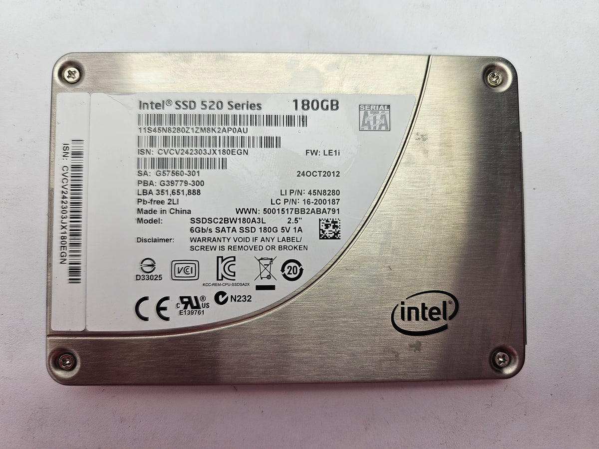 Intel 520 Series SSDSC2BW180A3L 180GB 2.5" Solid State Drive SATA SSD