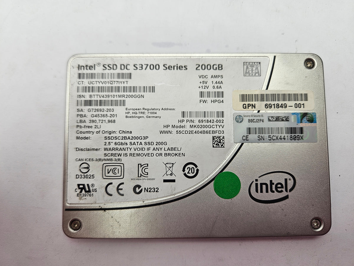 Intel S3700 SSDSC2BA200G3P 200GB 2.5" Solid State Drive SATA SSD