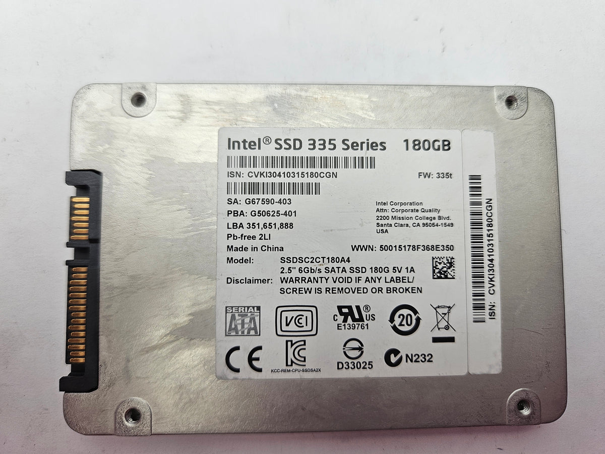 Intel 335 Series MLC SSDSC2CT180A4 180GB 2.5" Solid State Drive SATA