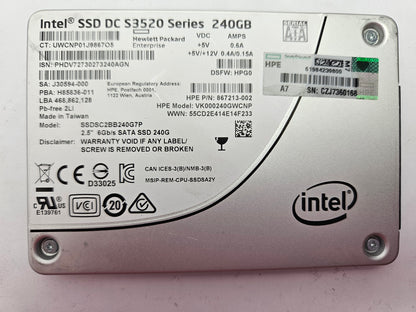 Intel DC S3520 3D NAND SSDSC2BB240G7P 240GB 2.5" Solid State Drive SATA