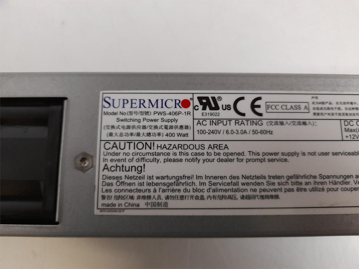 SuperMicro PWS-406P-1R 400W Server Power Supply