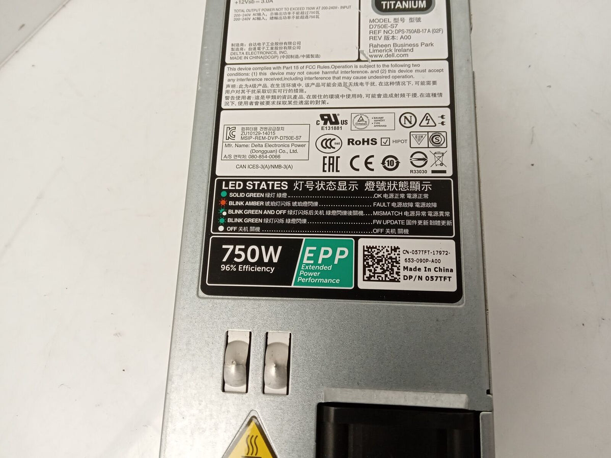 Dell PowerEdge R740 750W Server Power Supply Unit 057TFT 57TFT