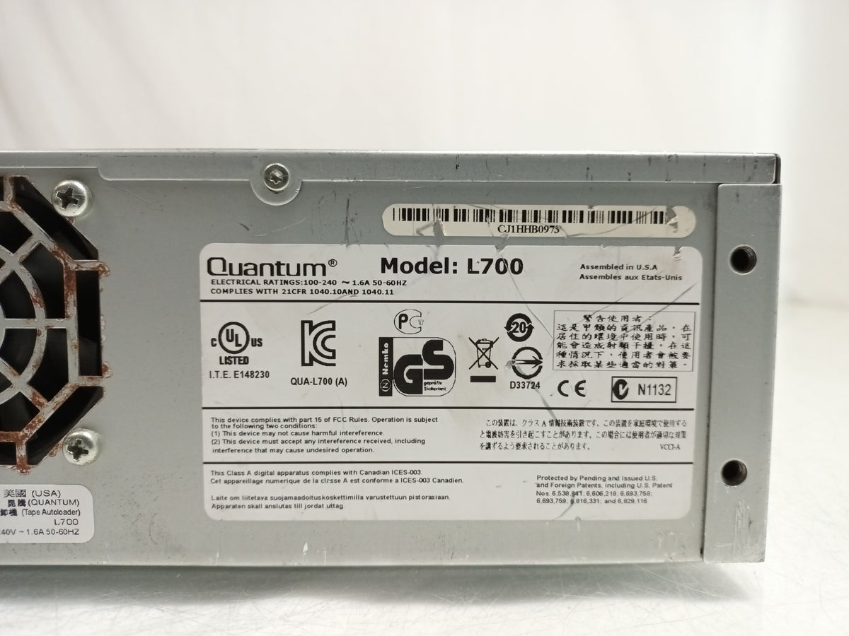Quantum L700 Super Loader 3 Tape Drive Library - No Drive