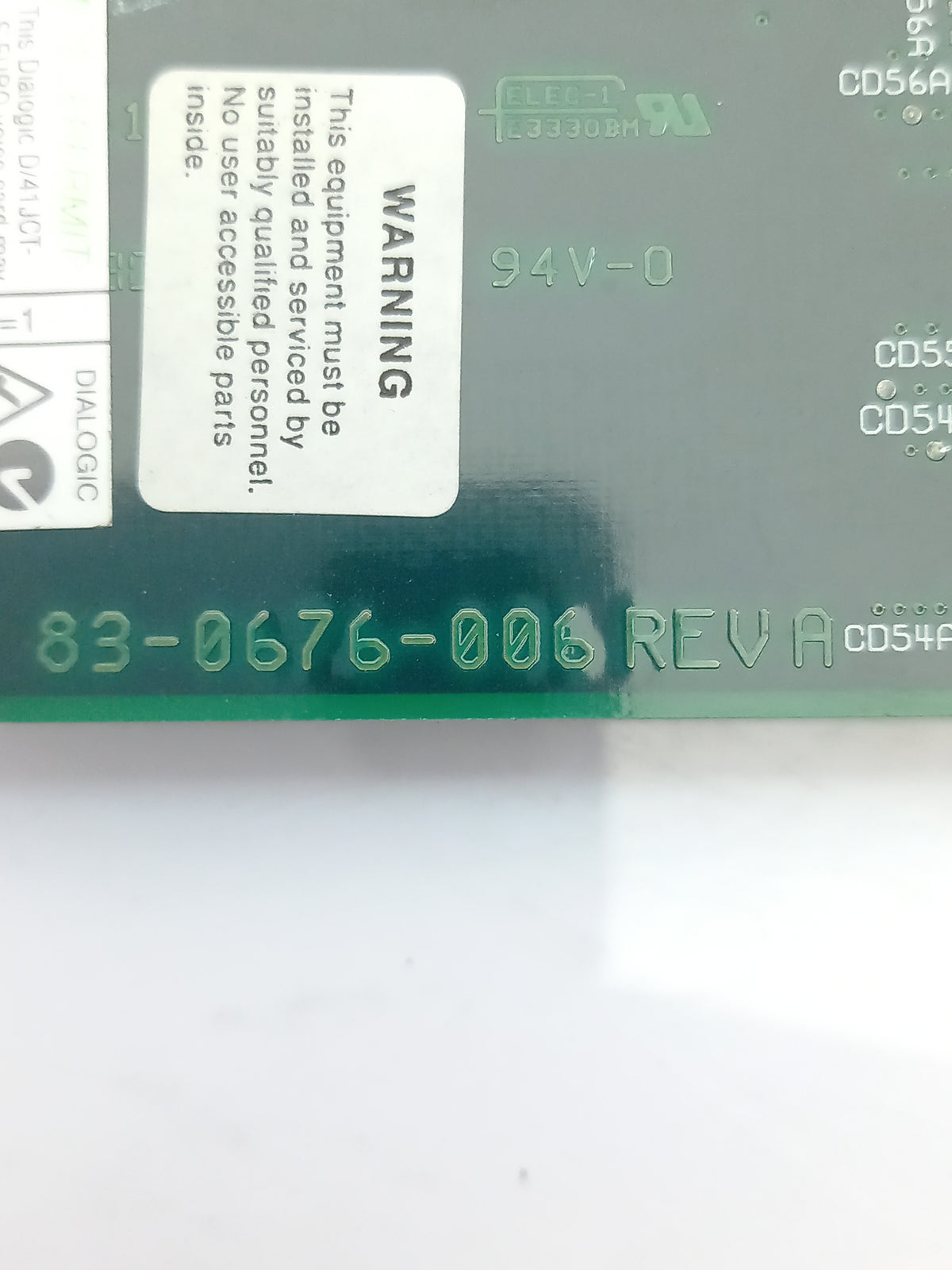 Dialogic Analog PCI 4-Port 83-0676-006 REV A Fax/Voice Card