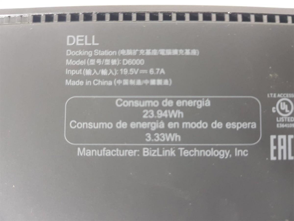 Dell D6000 USB-C and USB 3.0 Docking Station without psu