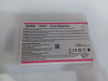 Genuine Epson T55K3 Vivid Magenta Ink Cartridge 700ml - New - Expiry 2026
