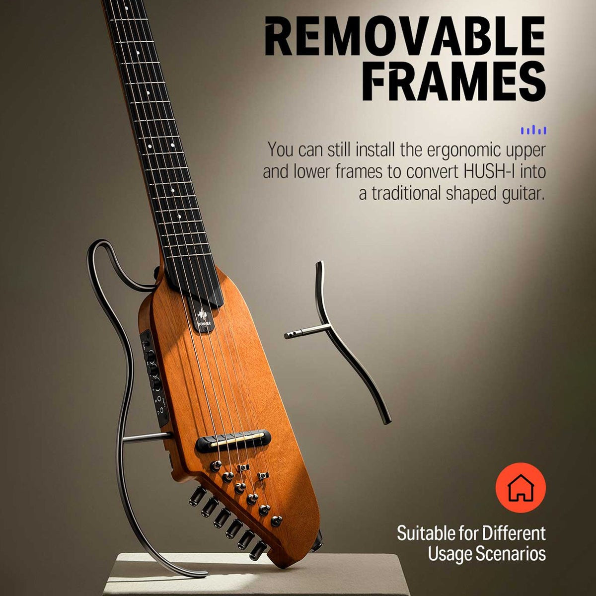 Donner HUSH-I Acoustic Electric Travel Portable Guitar ~ Mahogany