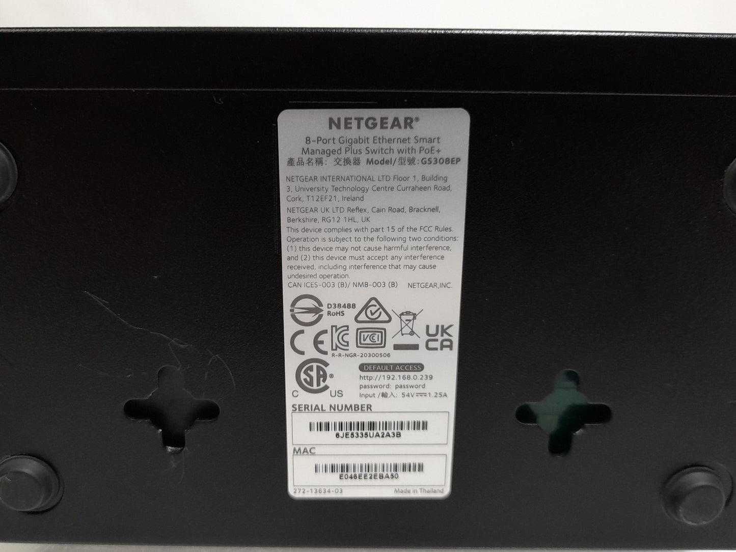 Netgear GS308EP 8 Port Managable POE Switch - No PSU