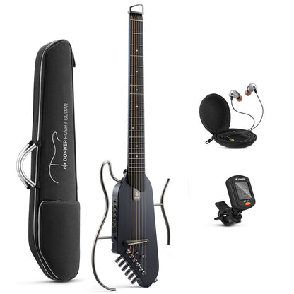 Donner HUSH-I Acoustic Electric Travel Portable Guitar ~ Black