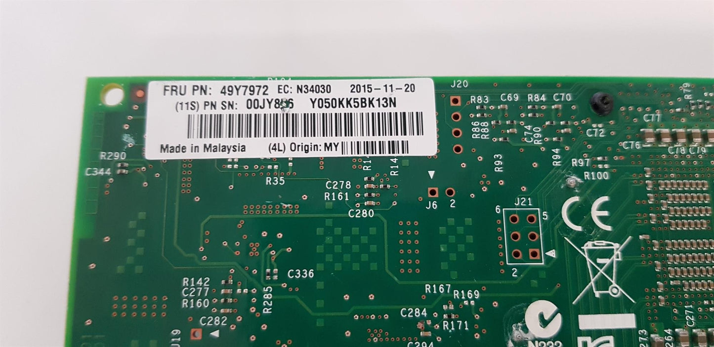 IBM X540-T2 Dual Port 10 Gigabit BaseT Low Profile Ethernet Adapter FRU 49Y7972