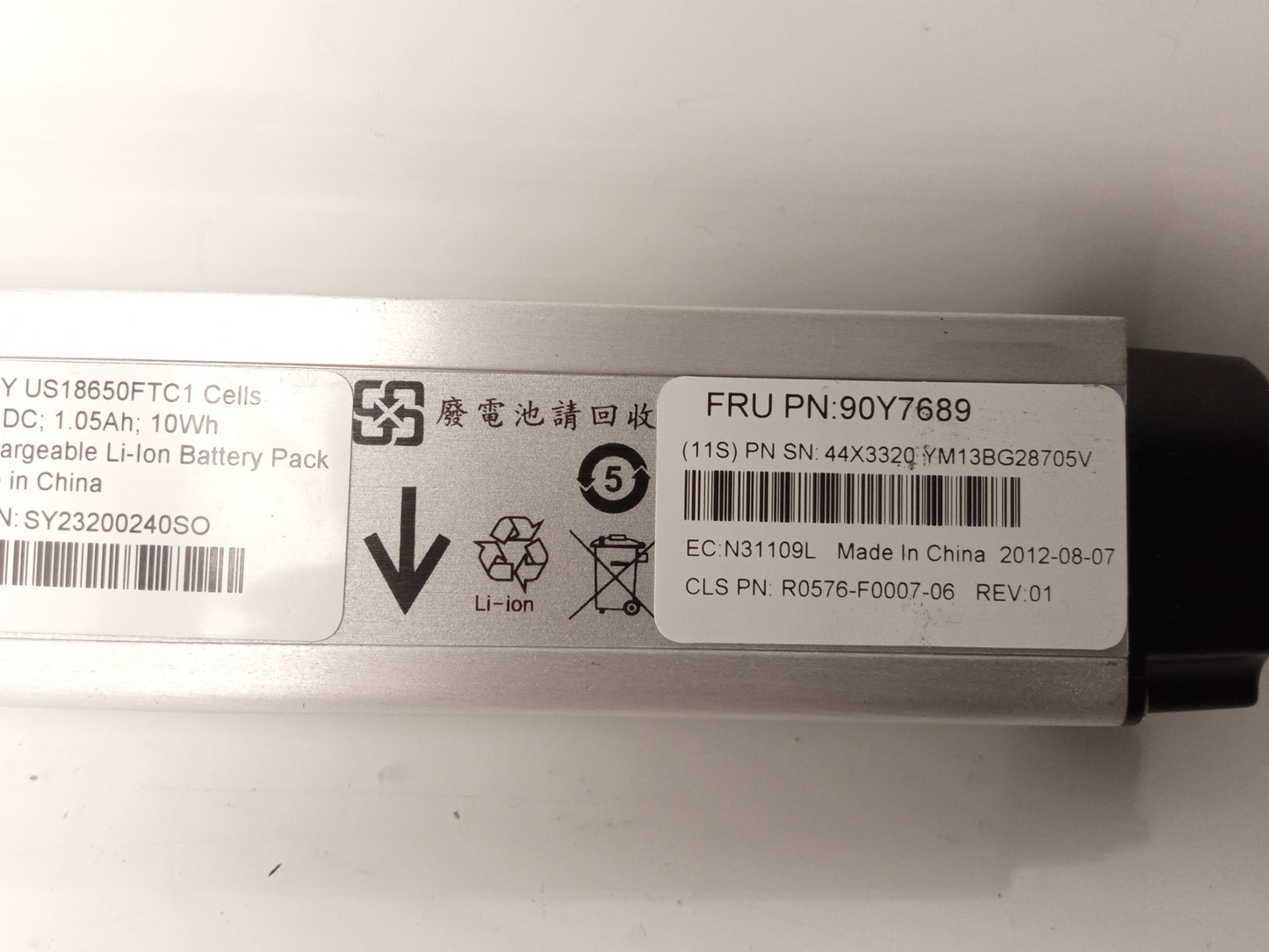 IBM Storewize V3700 V5000 G1 10w 9.6v 1.05Ah Canister Battery 90Y7689 44X3320