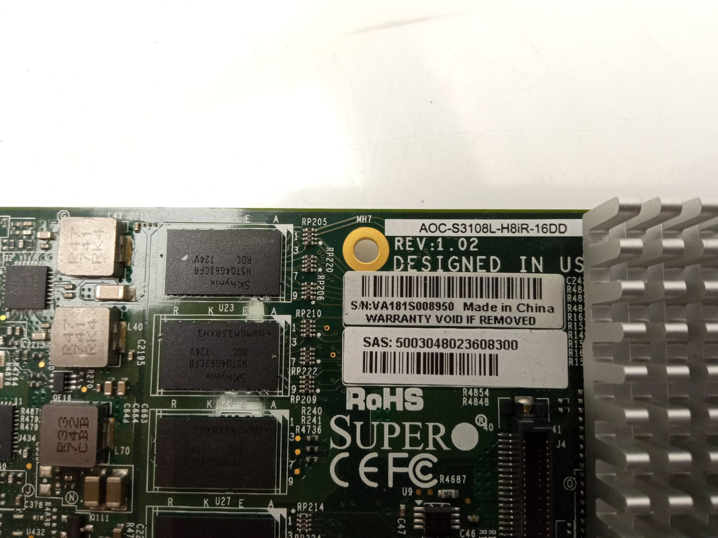 SuperMicro AOC-S3108L-H8iR-16DD 8 Port SAS SATA RAID Controller PCIe Card
