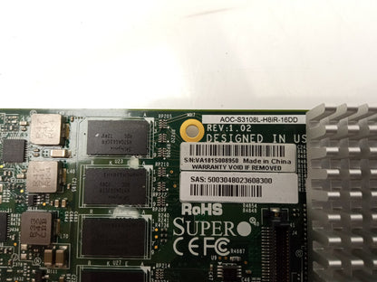 SuperMicro AOC-S3108L-H8iR-16DD 8 Port SAS SATA RAID Controller PCIe Card