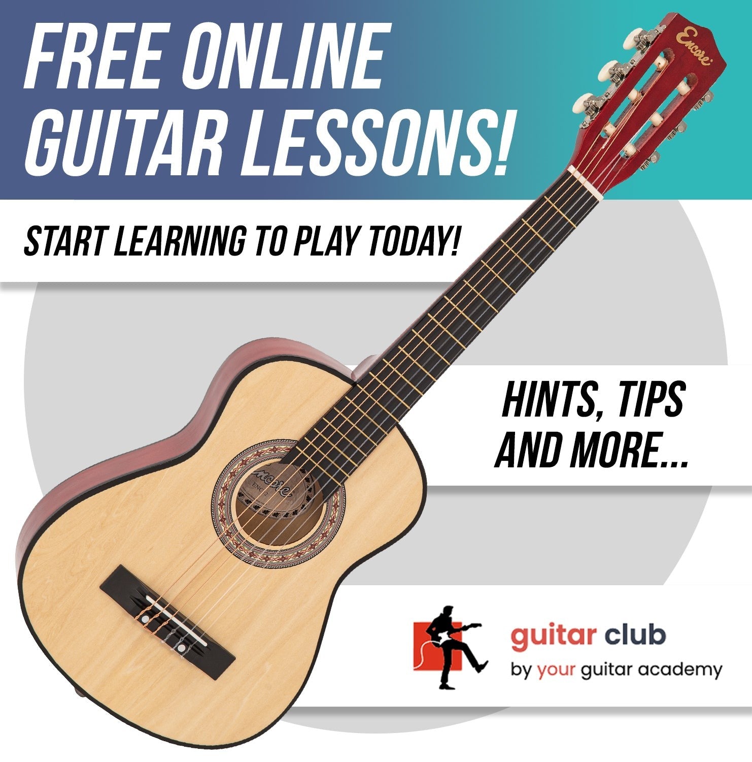 Encore Junior Size 30" Classic Guitar Pack ~ Natural