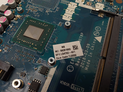 HP 255 G7 Laptop Motherboard with AMD A4-9125 2.30 GHz CPU DDR4 L54792-601