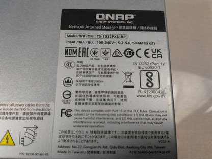 Qnap TS-1232PXU-RP 12 Bay Diskless Network Attached Storage - No HDDs