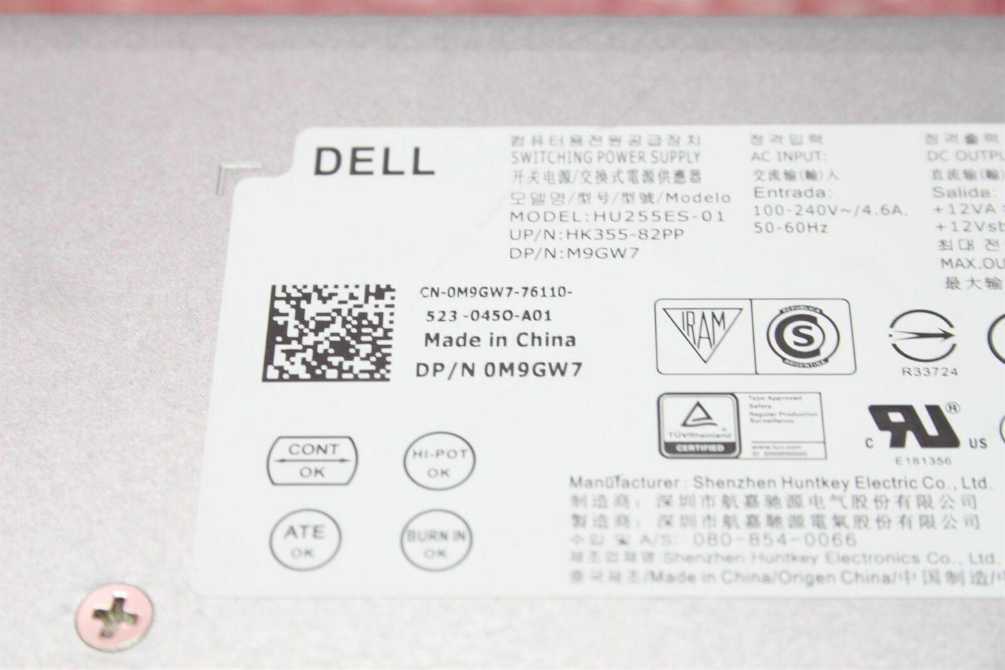 Dell OptiPlex 9020 SFF 255W Power Suply Unit 0M9GW7 M9GW7