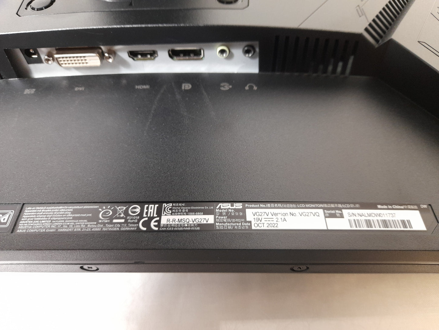 ASUS TUF Gaming VG27VQ 27" DVI HDMI DP 1920x1080 Curved Monitor With Stand