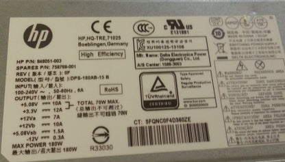 HP Pavilion 180W Power Supply Unit 848051-003 759769-001