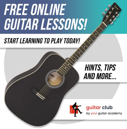 Encore Dreadnought Outfit Black Guitar - With Carry Case