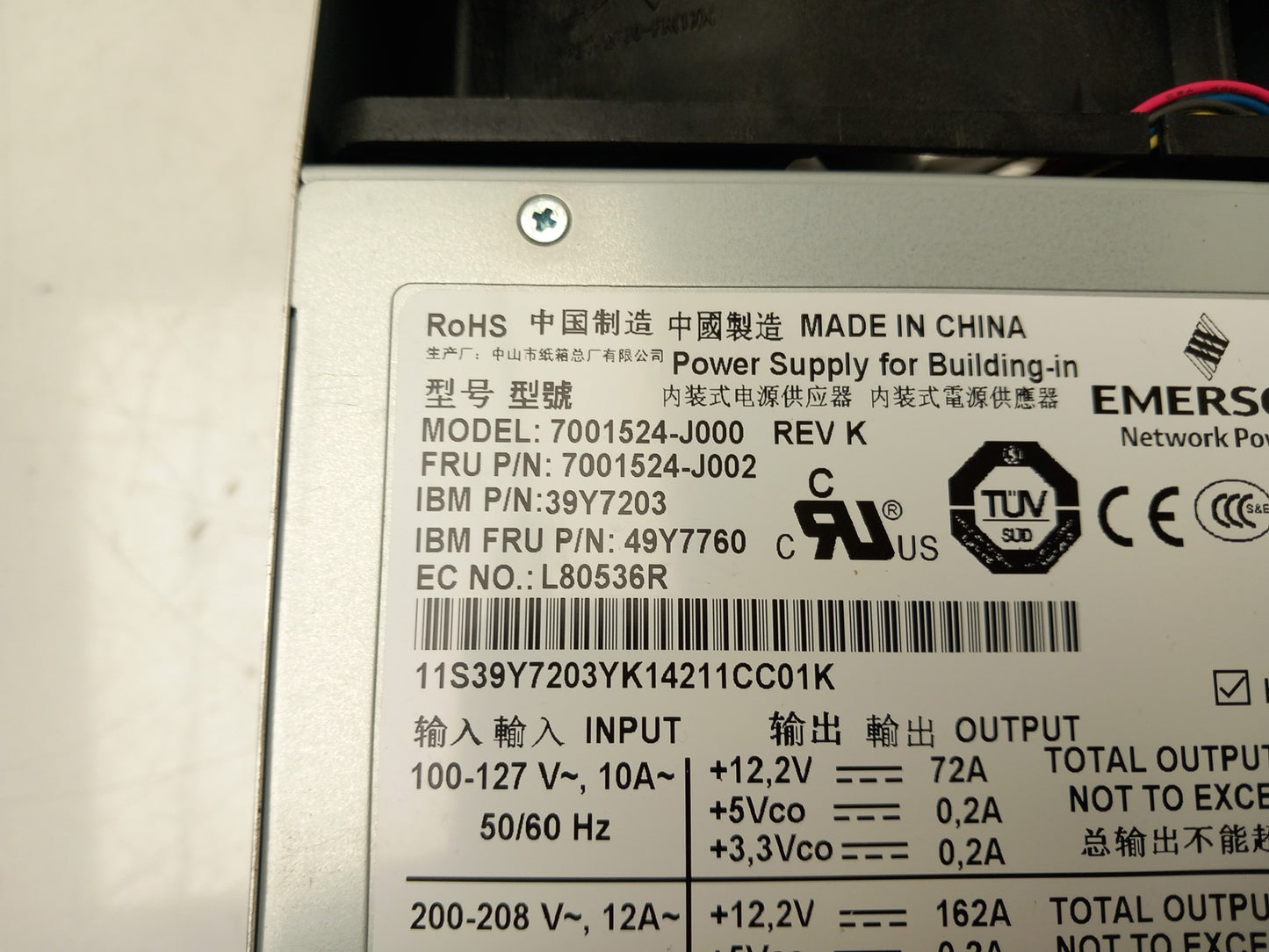 IBM x3850 X5 1975W RPS Power Supply 7001524-J002 39Y7203 49Y7760