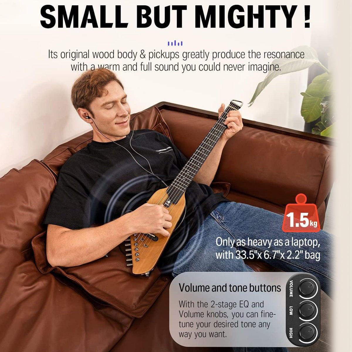 Donner HUSH-I Acoustic Electric Travel Portable Guitar ~ Maple