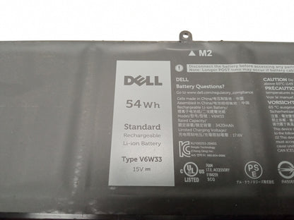 Dell V6W33 54Wh 15V Excellent Replacement Laptop Battery 0XDY9K 0XPHX8