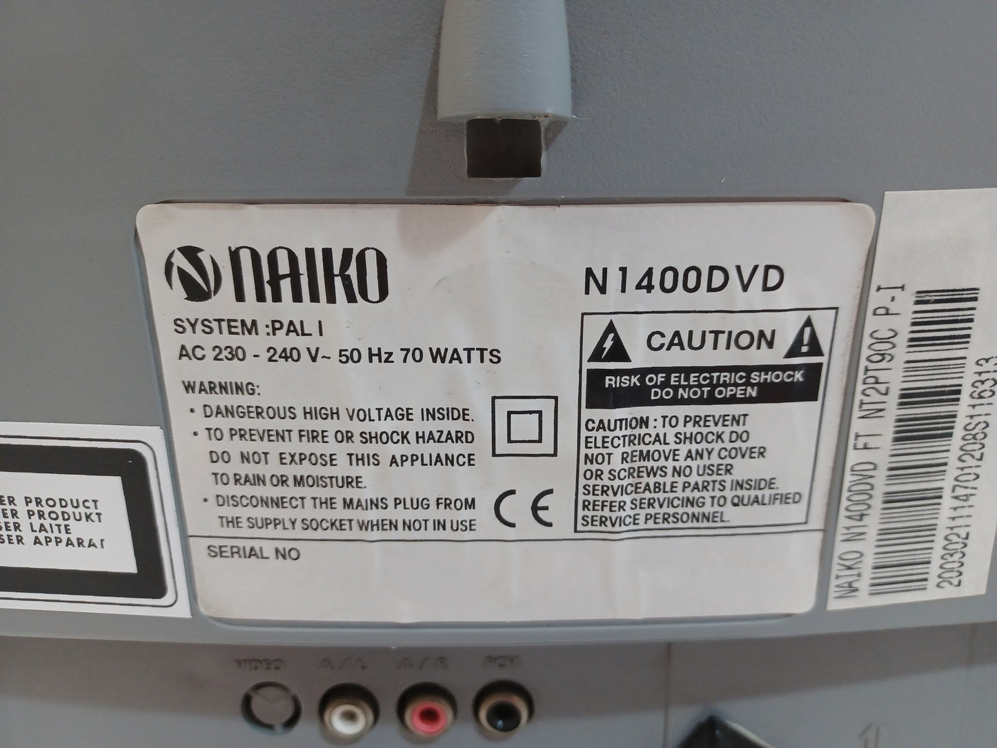 Naiko 14” CRT N1400DVD Scart Composite Coaxial Retro Television - Scratched