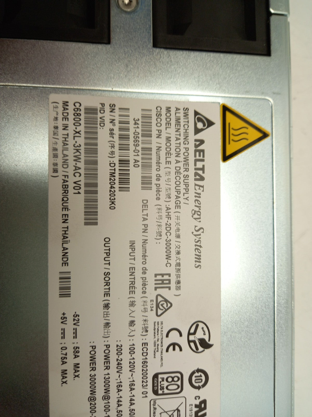 Delta Energy Systems AHF-2DC-3000W-C 3000W Server Power Supply Unit