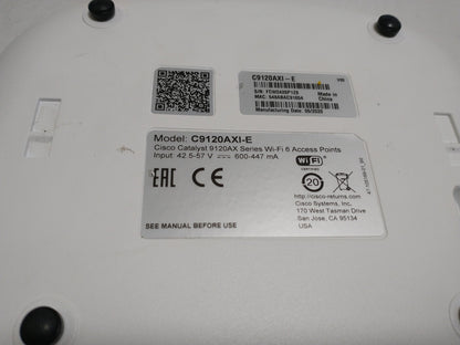 Cisco Catalyst C9120AXI-E Wi-Fi 6 802.11ax 4x4 Indoor Wireless Access Point