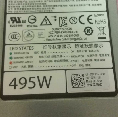 Dell PowerEdge T320 T420 T620 495W Server Power Supply Unit 03GHW3 3GHW3