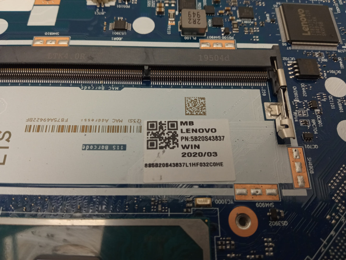 Spares and Repairs Lenovo V14-IIL Motherboard i5-1035G1 CPU DDR4 5B20S43837