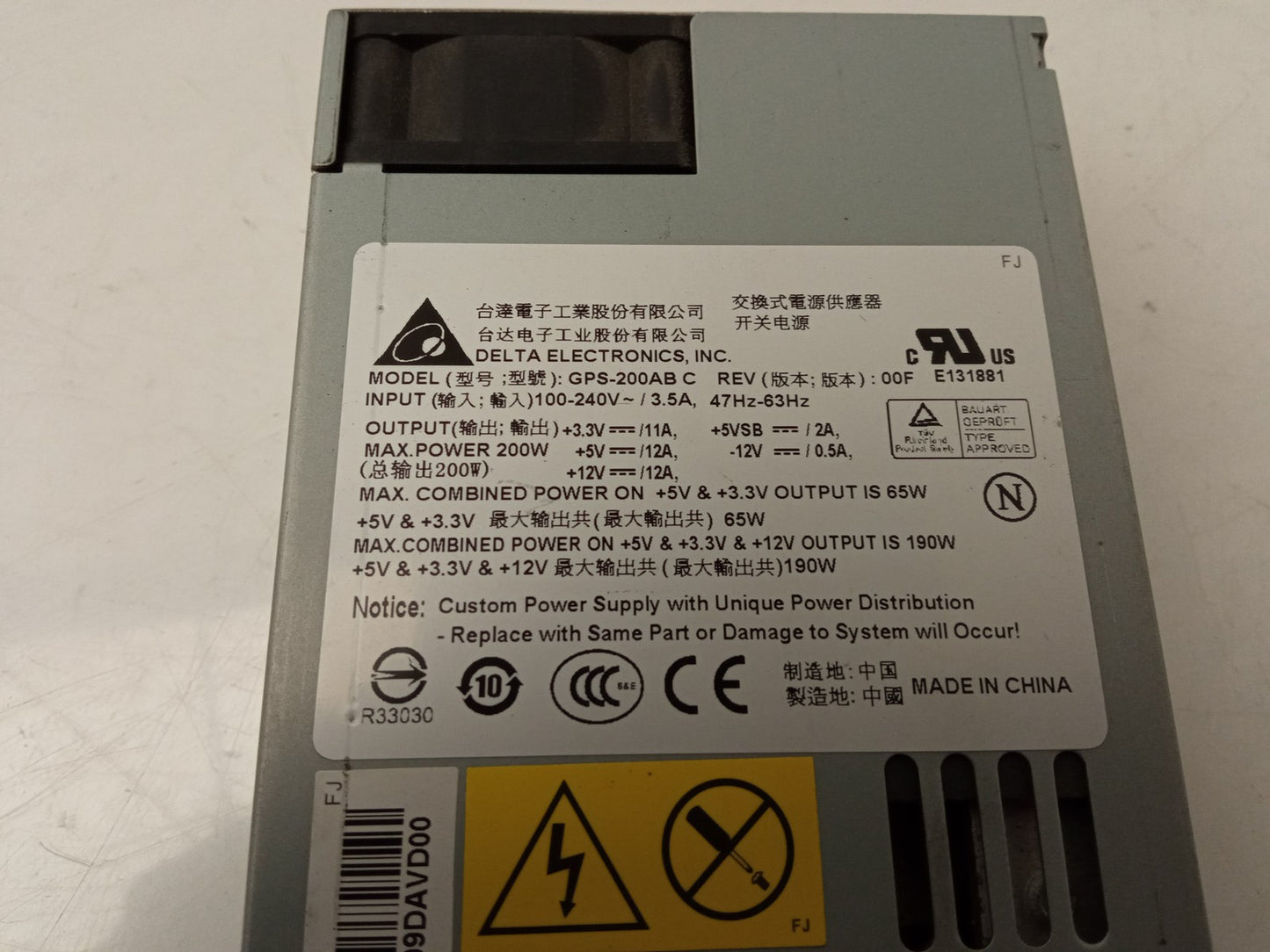 Delta Electronics GPS-200AB C 200W Server Power Supply Unit