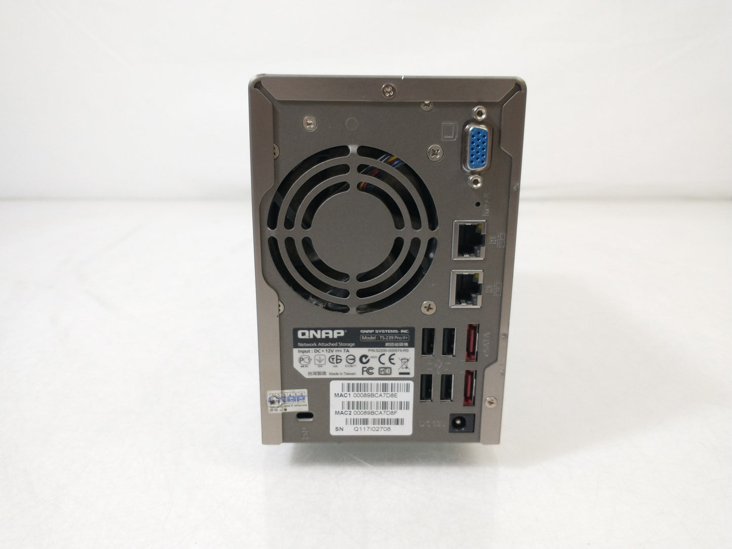 Qnap TS-239 Pro II+ 2 Bay Network Attached Storage 2TB (2x 1TB)- No Power Supply