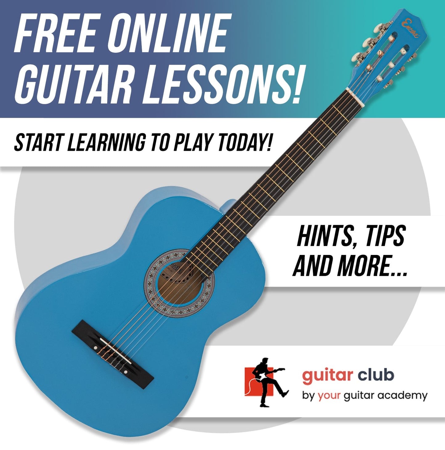 Encore Full Size Classic Guitar Pack ~ Blue