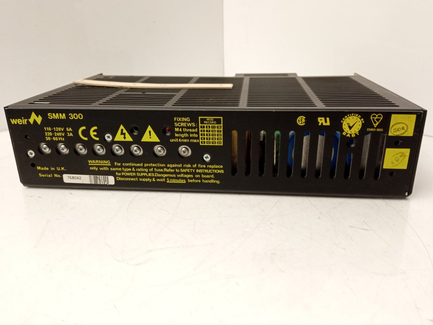 WEIR SMM 300 120/240v 6/3a Out +5v +12v +15v Power Supply Unit