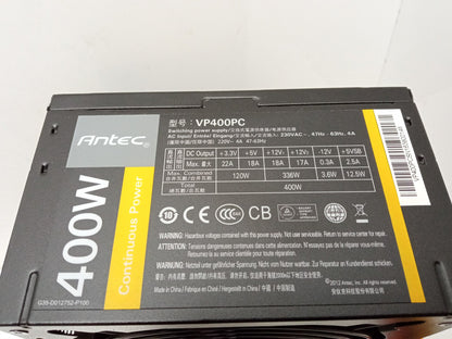 Antec VP400PC 400W Desktop PC Computer Black ATX Power Supply Unit