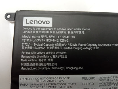 Lenovo 52Wh 7.72V 6755 mAh Replacement Laptop Battery L18M4PC0