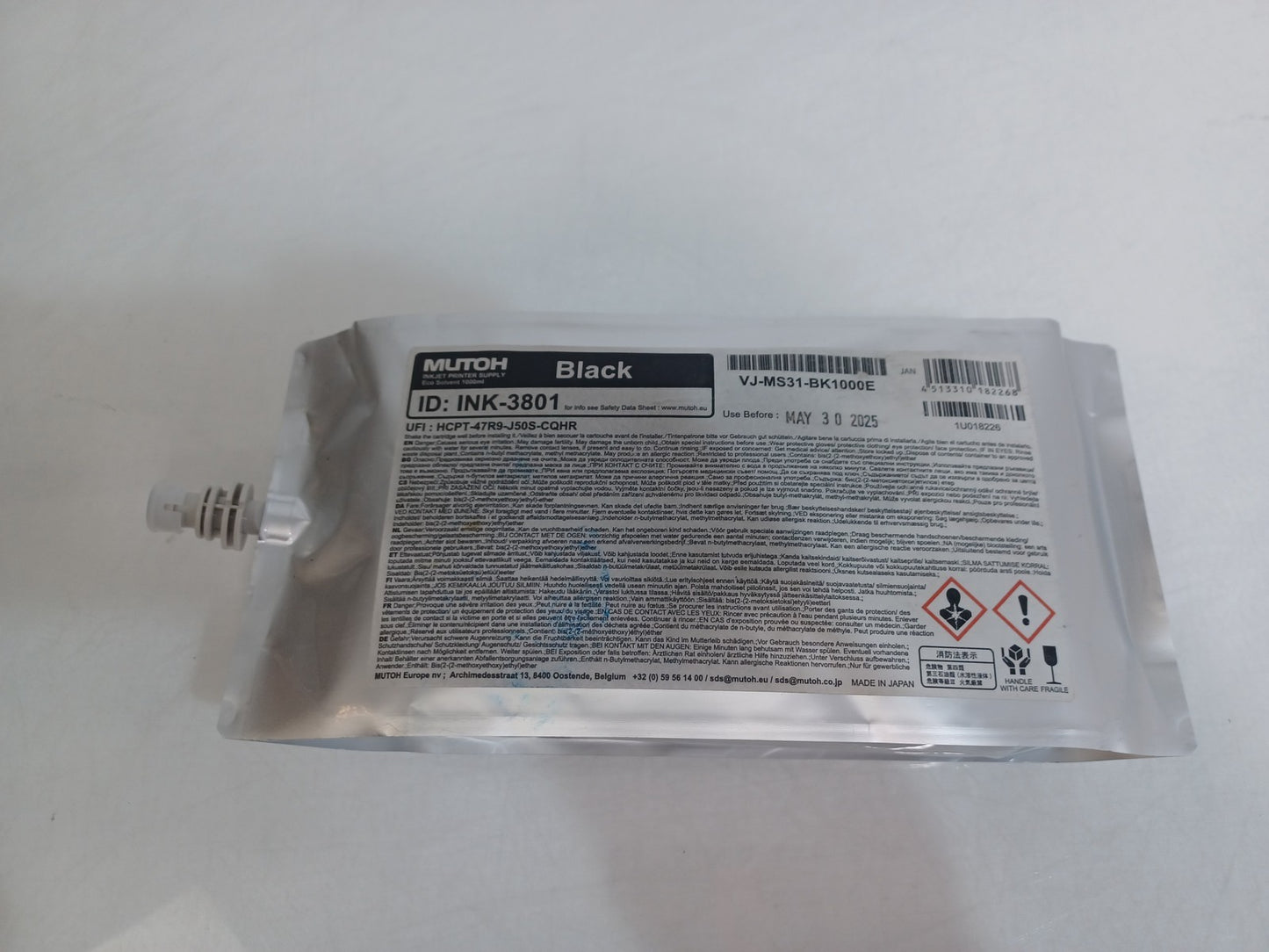 Mutoh Eco Solvent ValueJet VJ-MS31-BK1000E 1000ml Black - Expiry 30/05/2025