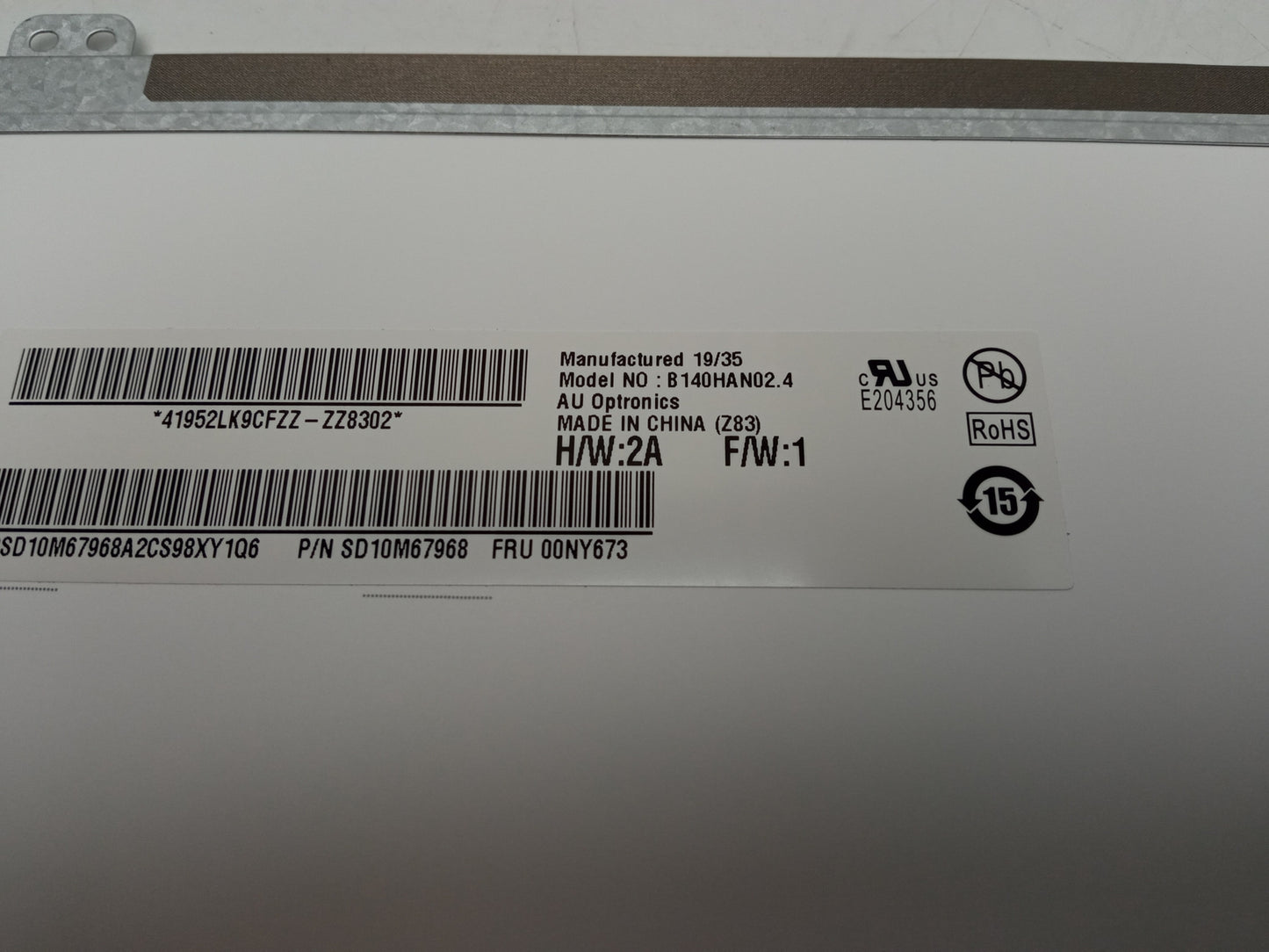 AU Optronics B140HAN02.4 14" Replacement Laptop LCD Display Screen