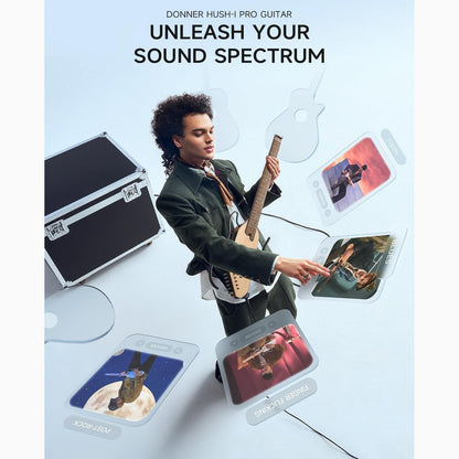 Donner HUSH-1PRONAT Headless Electric Guitar ~ Natural