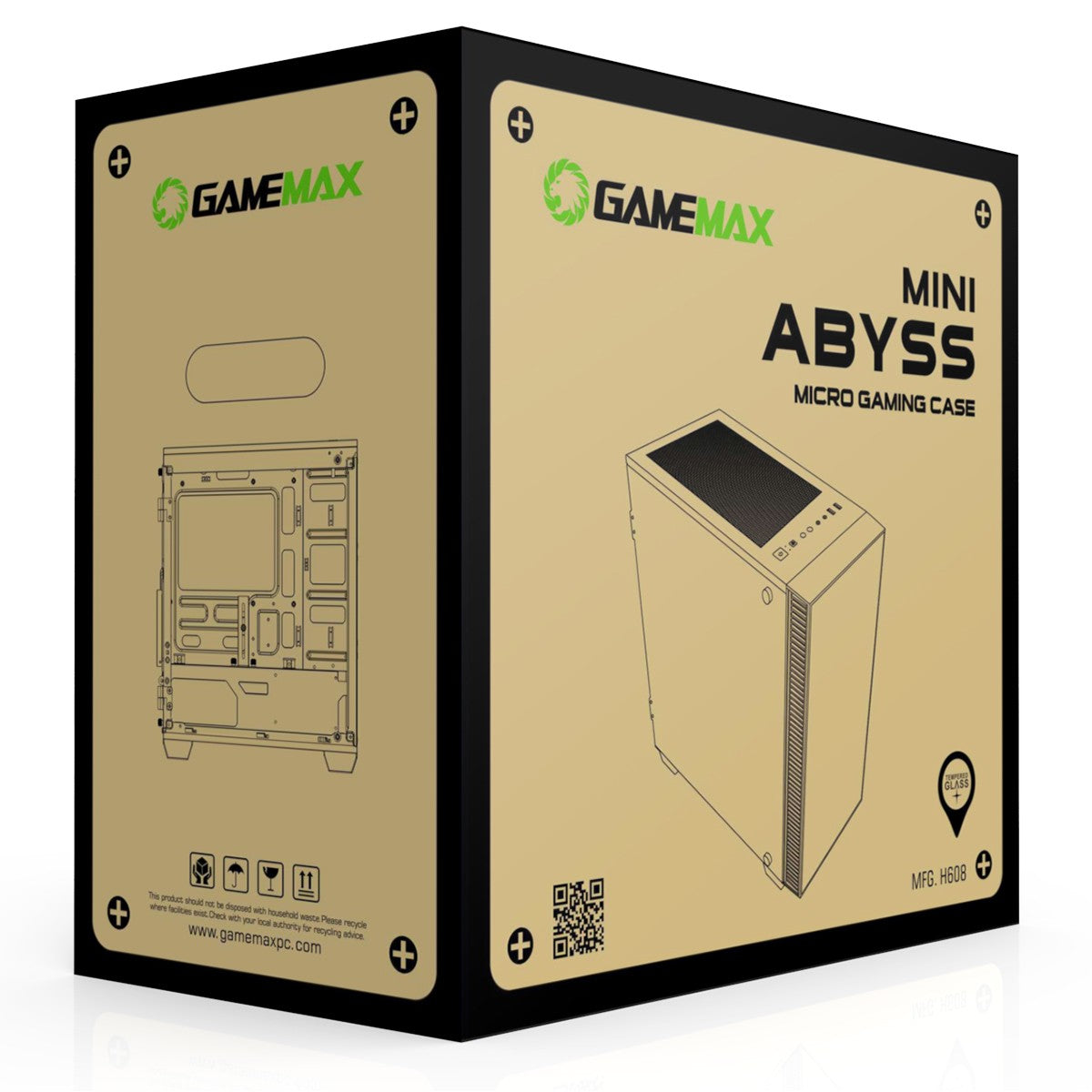 GameMax Mini Abyss ARGB mATX PC Black Gaming Case w/ Infinity RGB Front Panel