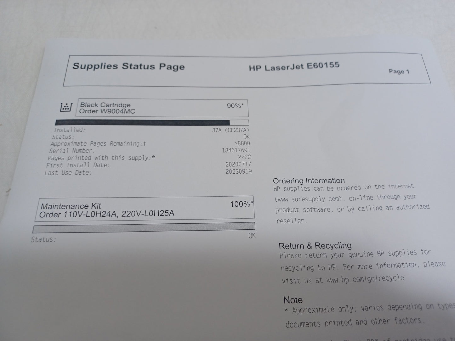 HP LaserJet Managed E60155dn A4 Monochrome Printer - 3GY09A