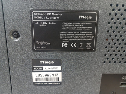 TV Logic LUM-550W Professional 3840x2160 55” HDMI DP SDI UHD 4K Monitor