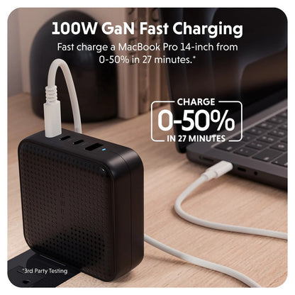 Targus HyperJuice 100W USB-C GaN Travel Charger Black HJ1002BKWWGL