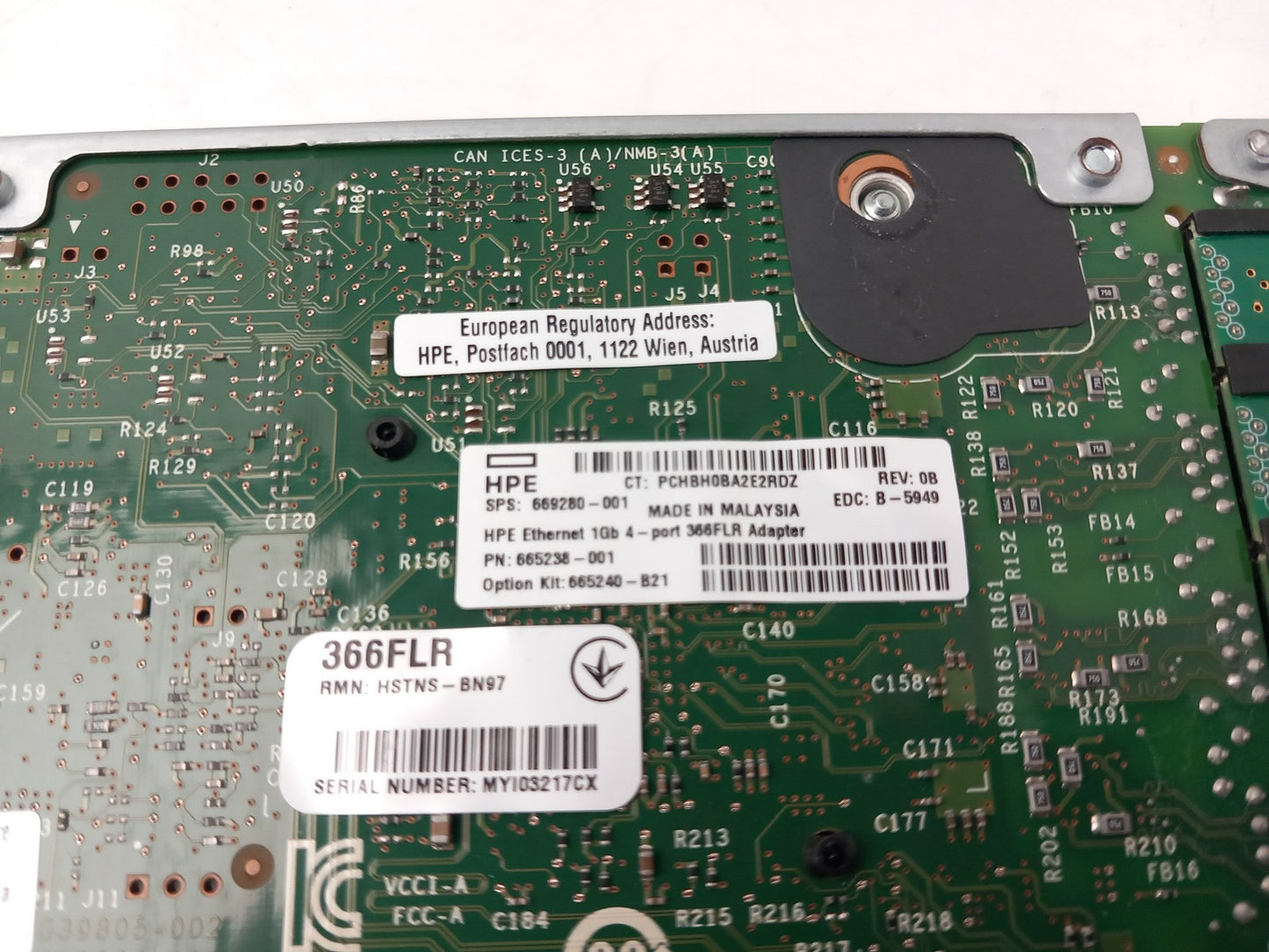 HPE 366FLR 1Gbe Ethernet Quad Port Network Card 669280-001 665238-001