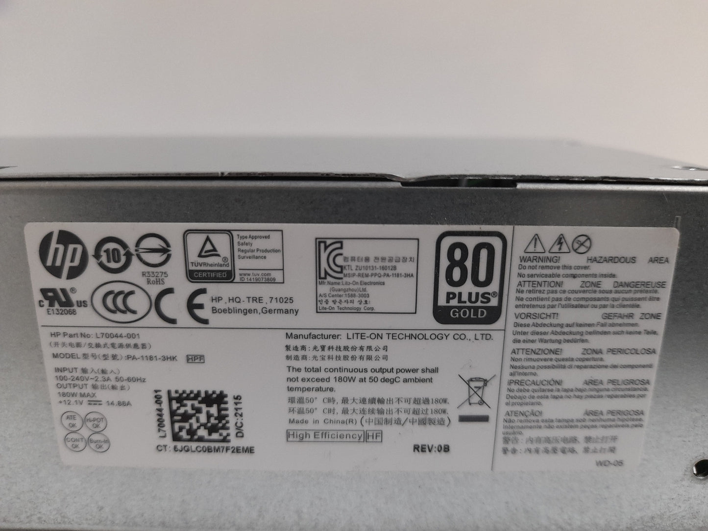 HP Slim S01 SFF 180W Power Supply Unit L70044-001