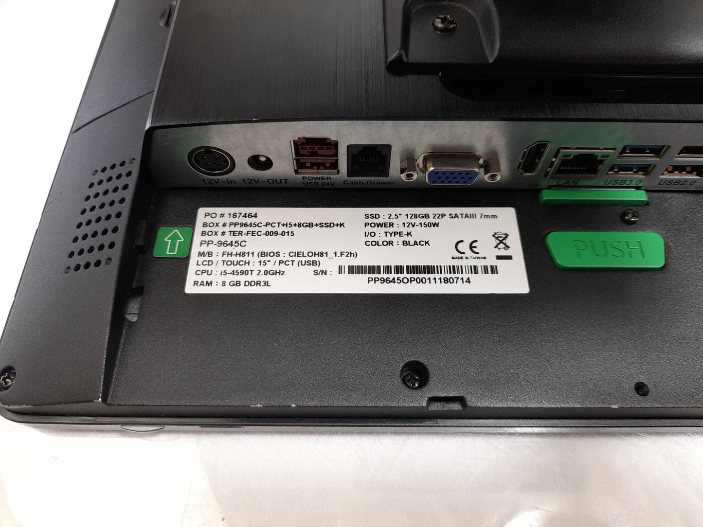 Cielo PP-9645C POS Touchscreen Till i5-4590T 12GB RAM 240GB SSD Win 10 - No PSU