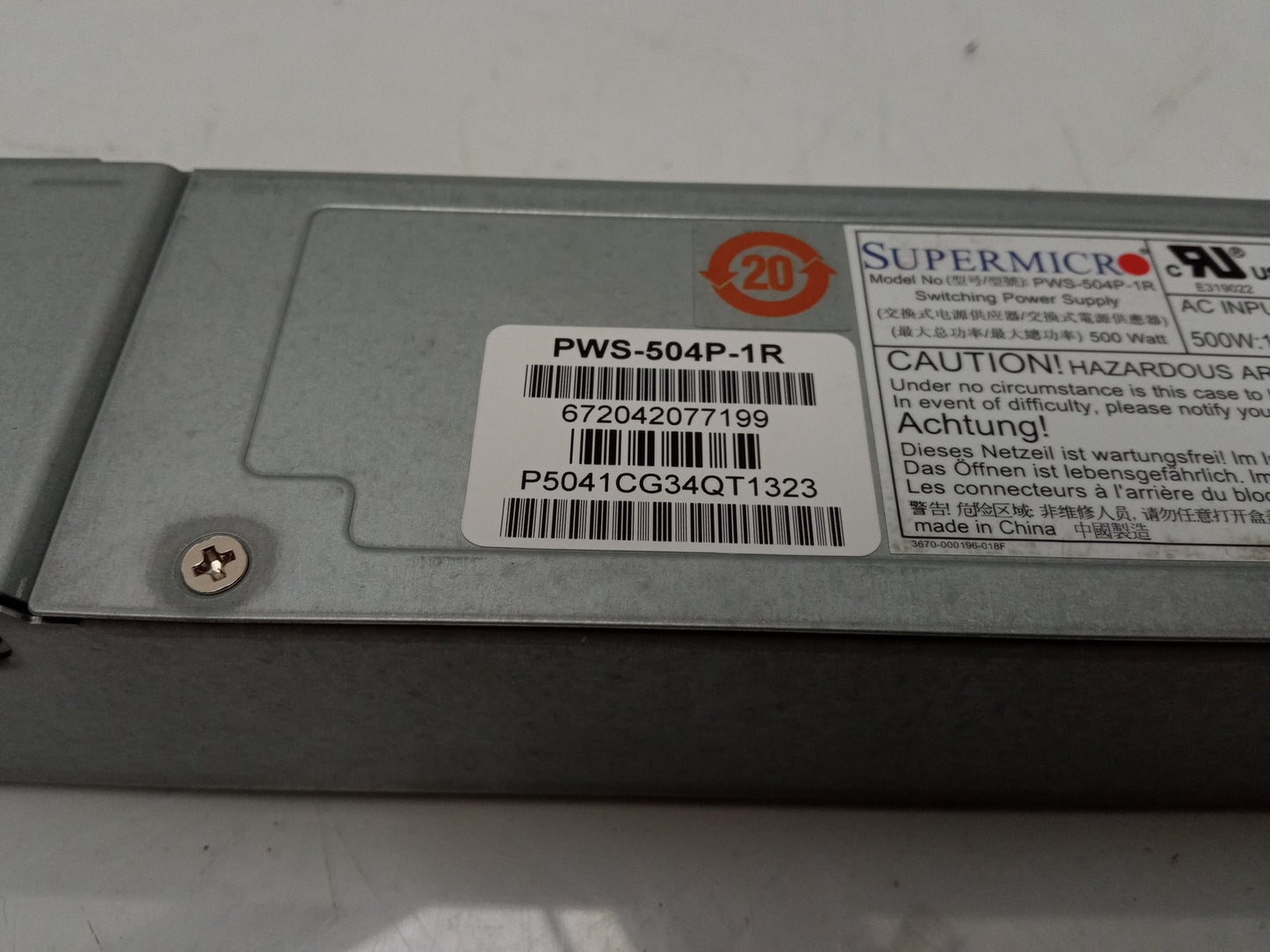 SuperMicro PWS-504P-1R 500W Hot Swap Server Power Supply Unit