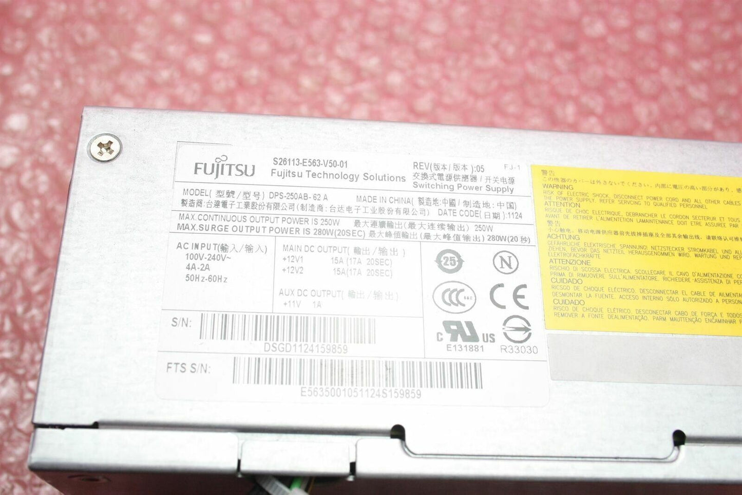 Fujitsu Esprimo E500 E700 P910 250W PSU Power Supply Unit S26113-E563-V50-01